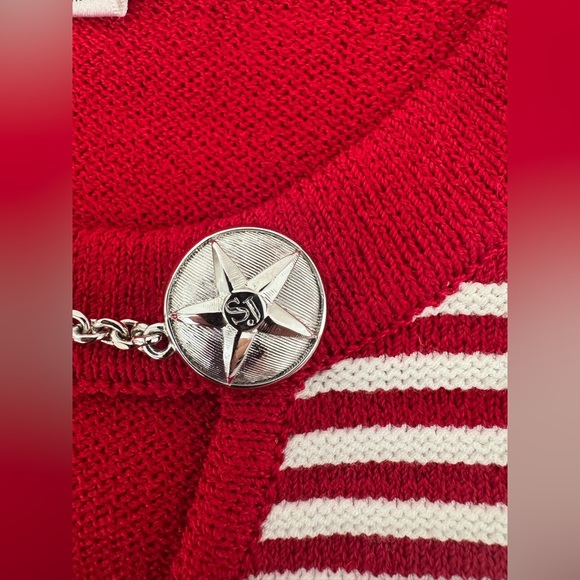 St. John Sport Santana Knit Sleeveless Top Striped Sand Dollar Accent Small READ - Picture 8 of 9